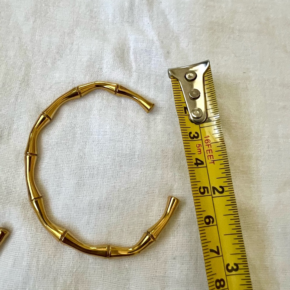 Vintage Bamboo Style Stainless Steel Gold Overlay Bracelets - Picture 8 of 10